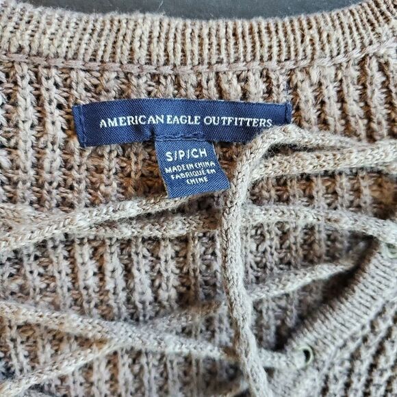 American Eagle Brown Open Knit Sweater - Picture 2 of 10